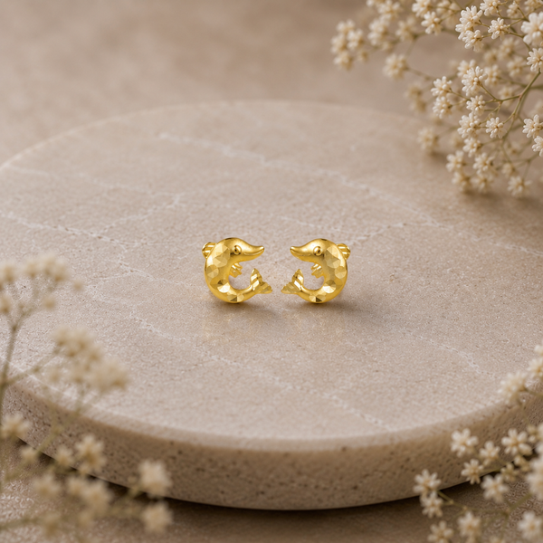 Nyra Dolphin Shine Gold Earrings