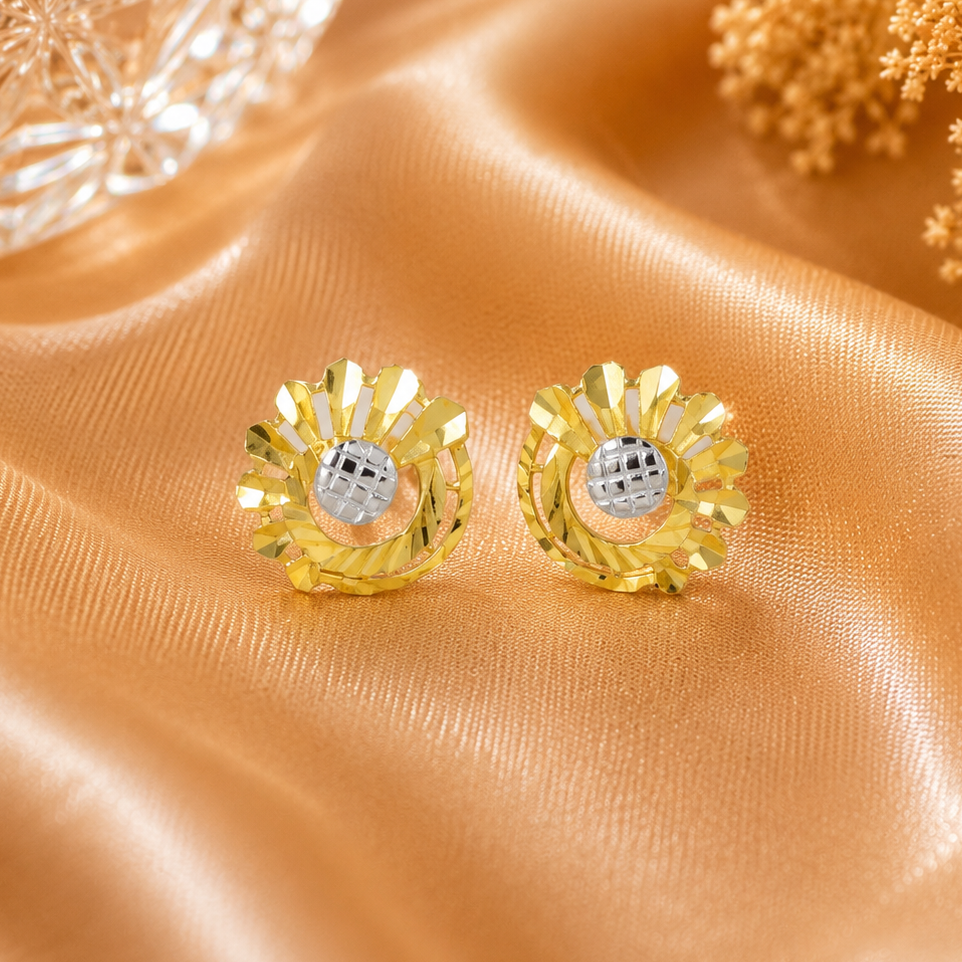 Anaya Floral Halo Gold Earrings