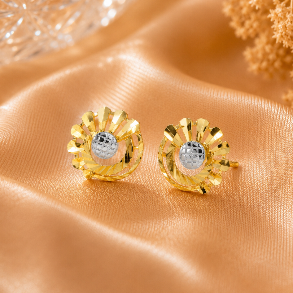 Anaya Floral Halo Gold Earrings