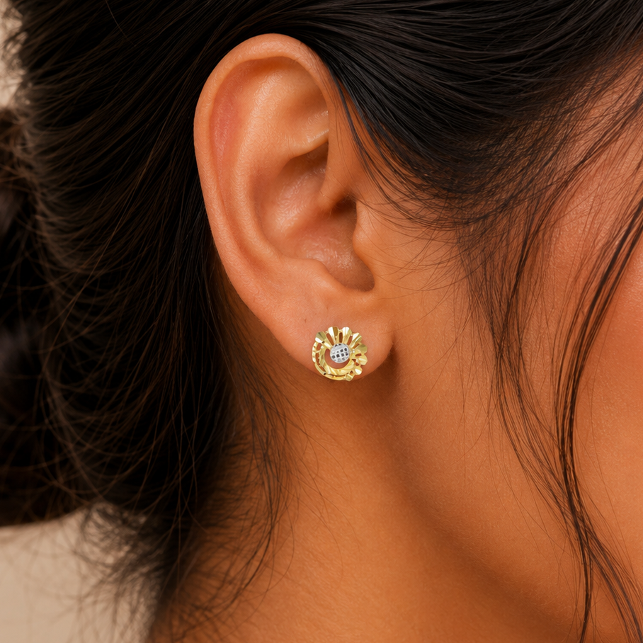 Anaya Floral Halo Gold Earrings