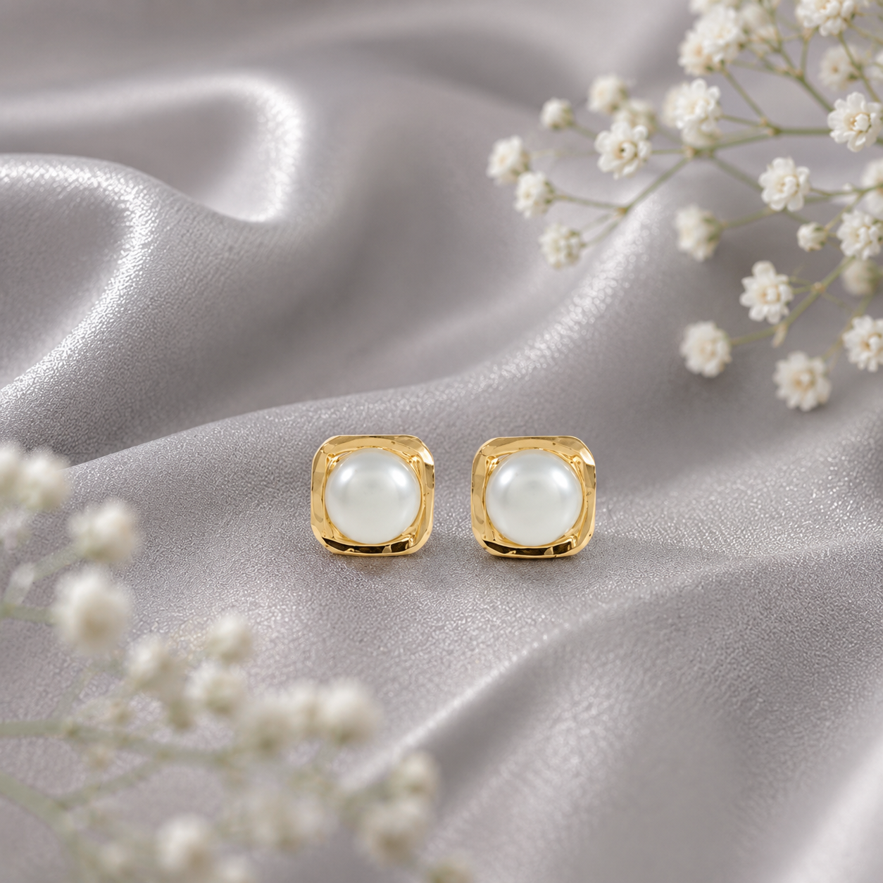 Saanvi Pearl Charm Gold Earrings