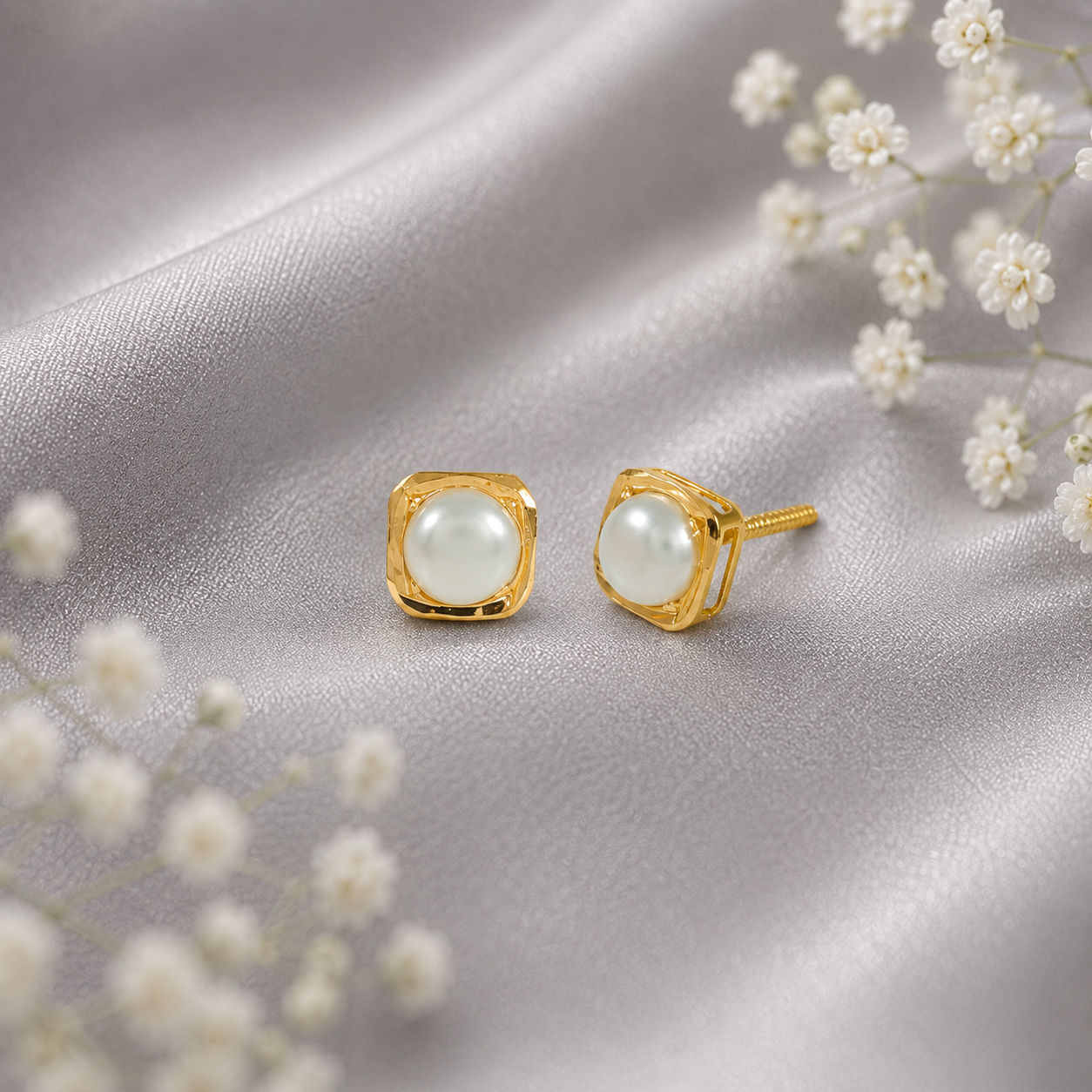 Saanvi Pearl Charm Gold Earrings