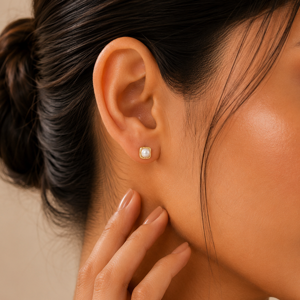Saanvi Pearl Charm Gold Earrings