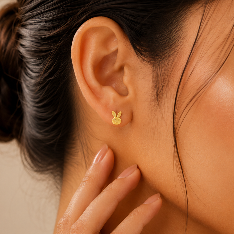Kiara Bunny Charm Gold Earrings