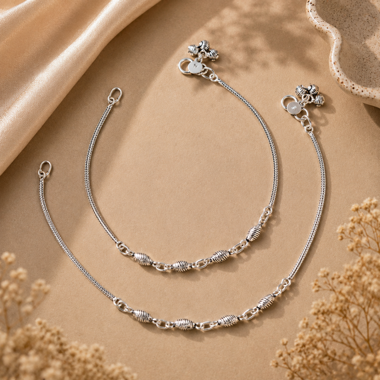 Chandrika Classy Silver Anklets