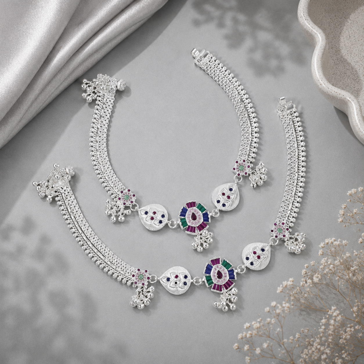 Mayura Royale Silver Anklets