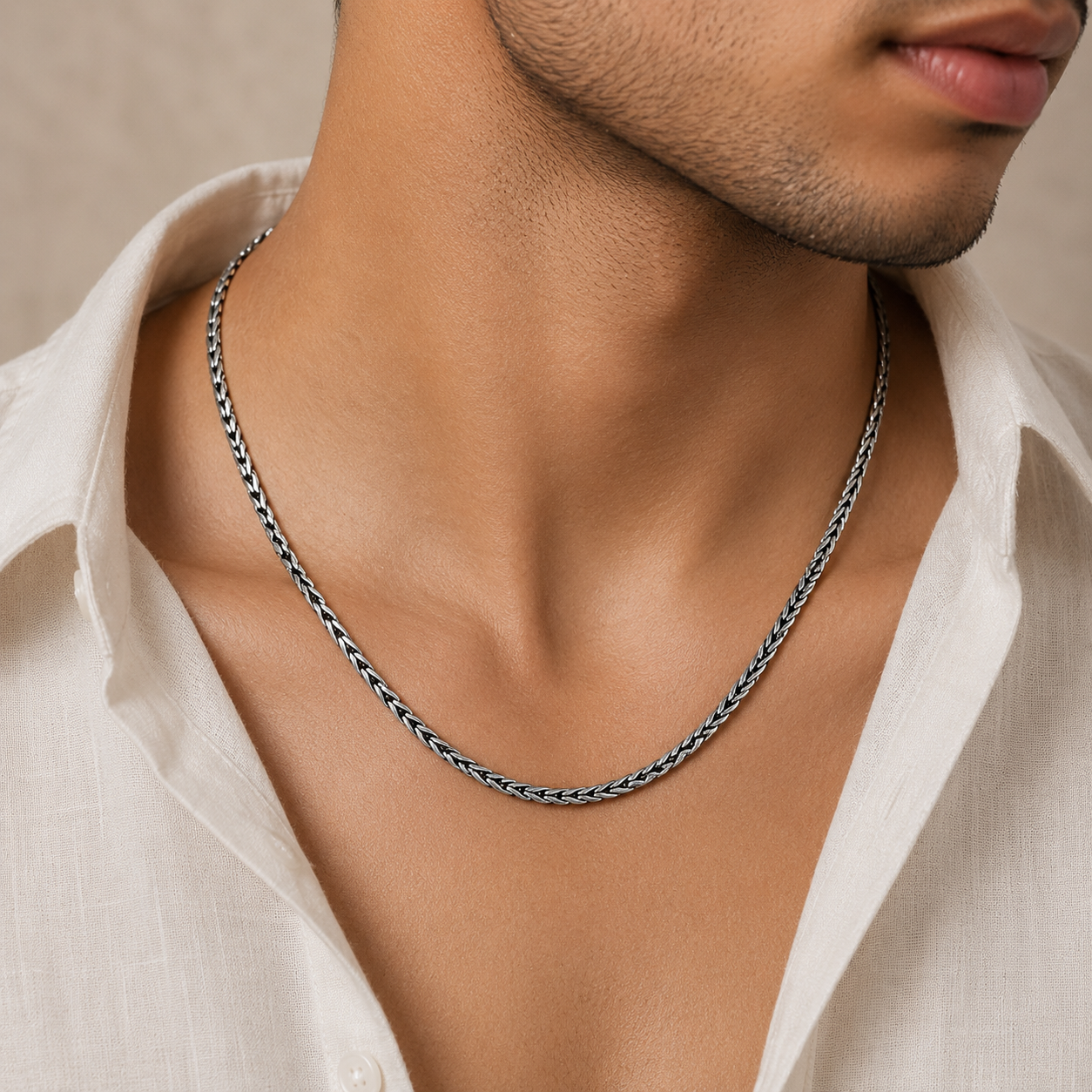 Majestic Braid Silver Chain For Him