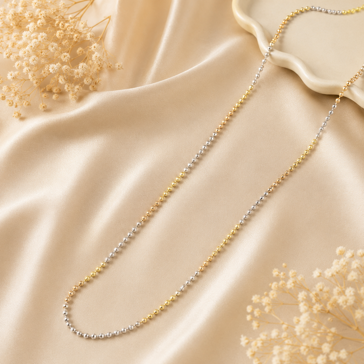 Tricolor Ball Silver Chain