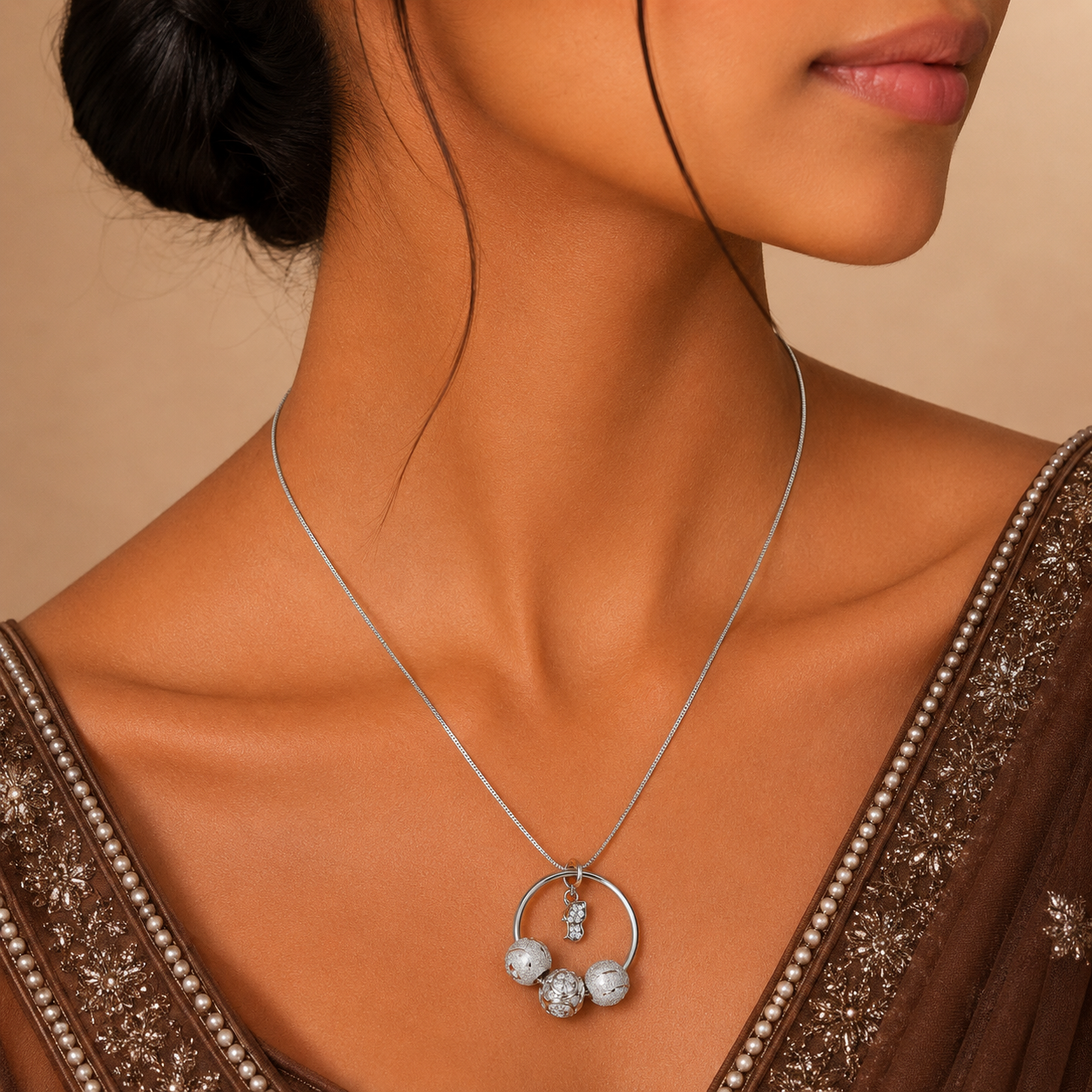 Charm Carrier Snake Silver Chain