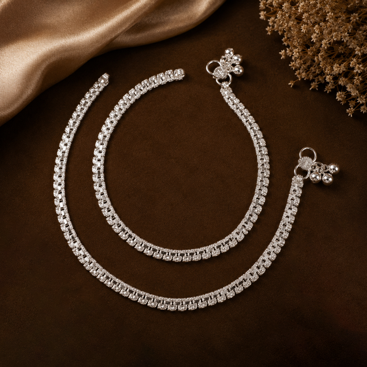 Aarohi Luxe Silver Anklets