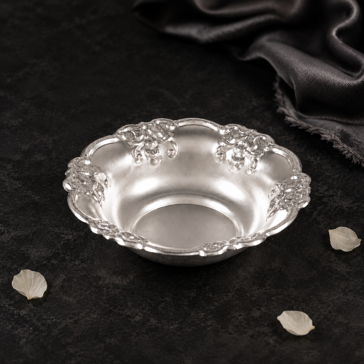 Regal Floral Silver Bowl