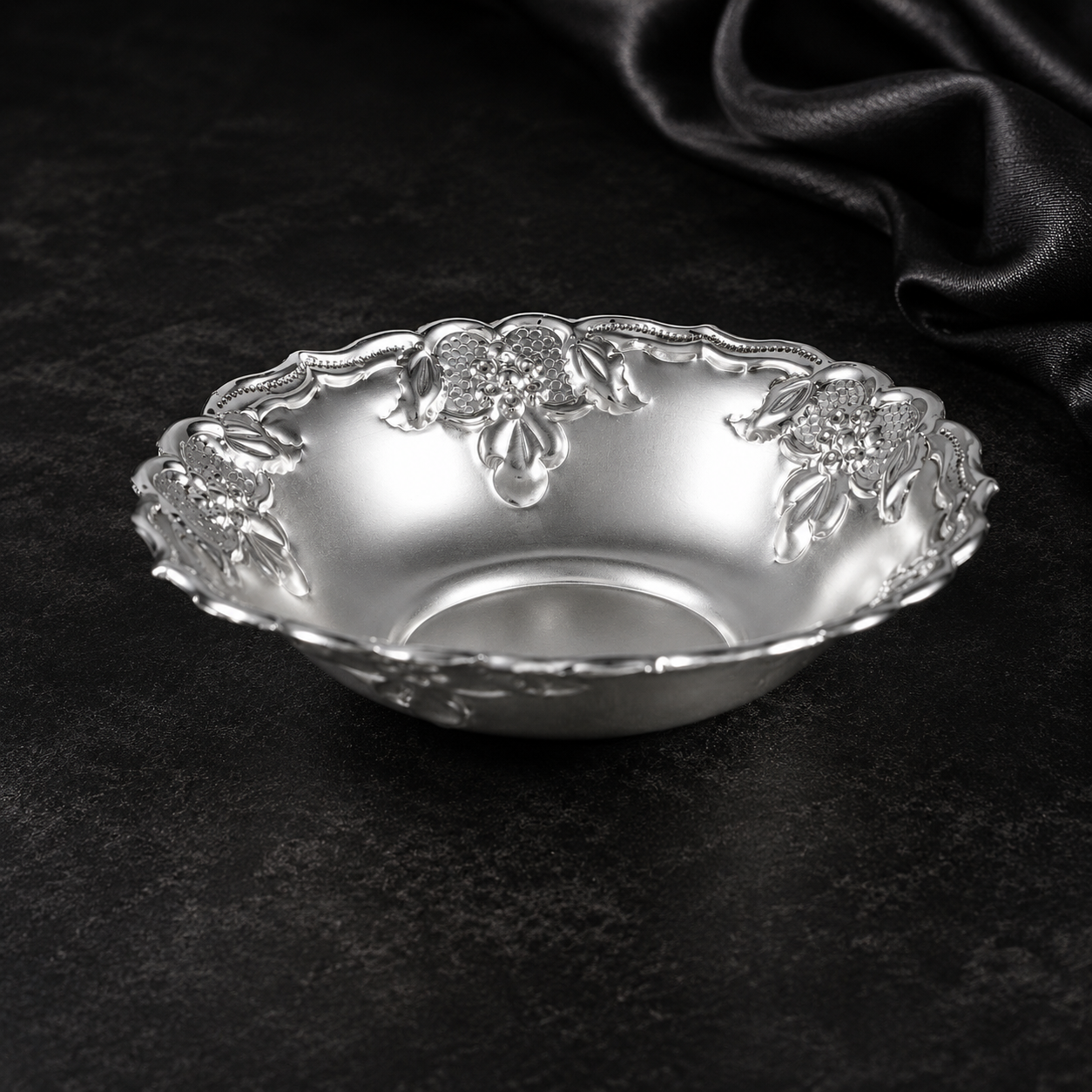 Floral Grace Silver Bowl