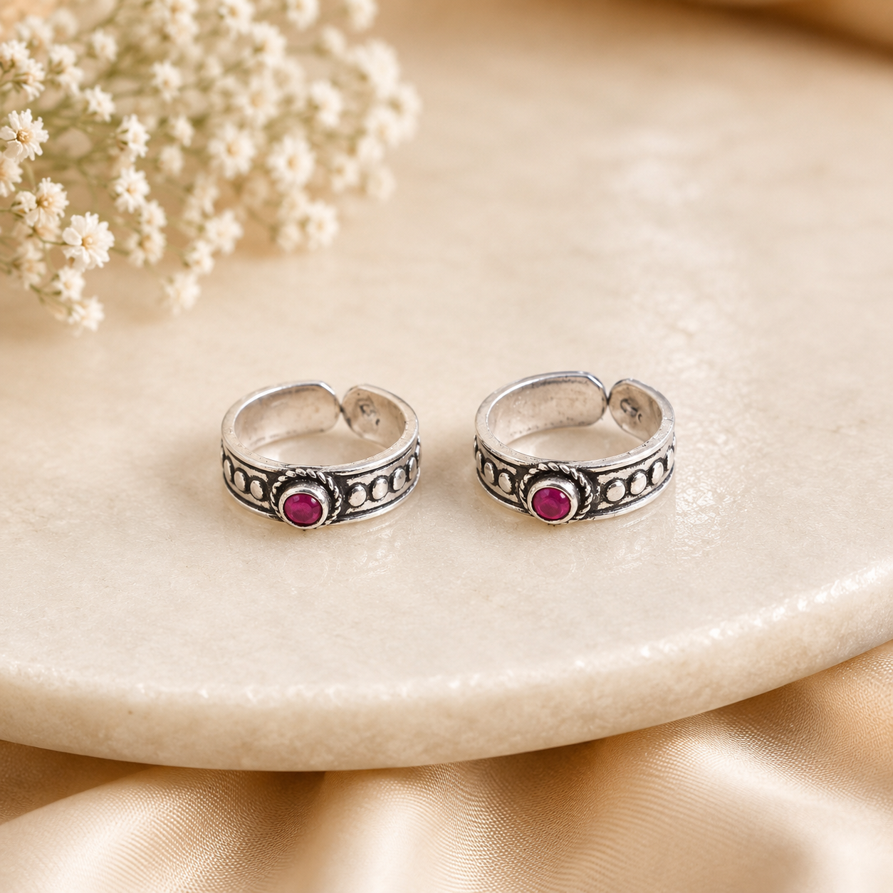 Antique Charm Silver Toe Rings