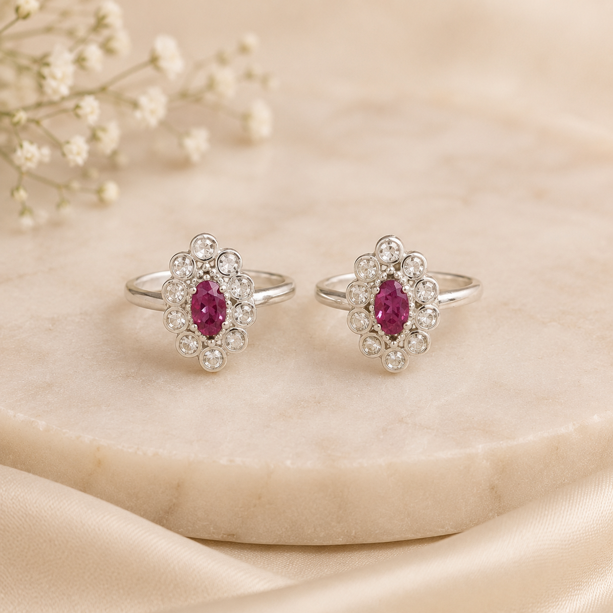 Rosette Charm Silver Toe Rings