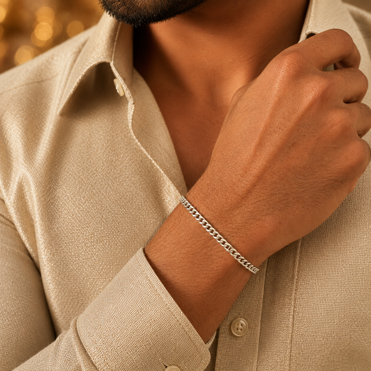 Reyansh Chain Style Silver Bracelet For Him