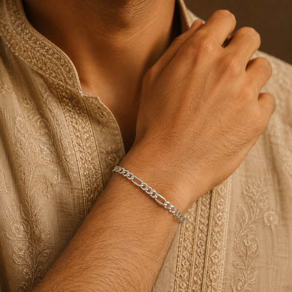 Reyansh Elite Link Silver Bracelet For Him