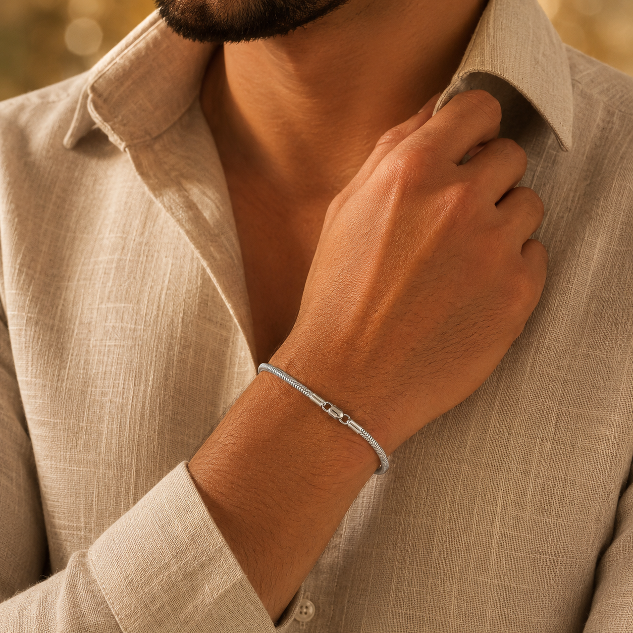 Aarav Snake Chain  Silver Bracelet For Him