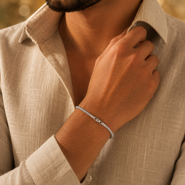 Aarav Snake Chain  Silver Bracelet For Him