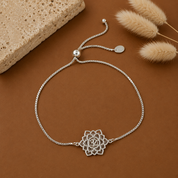 Luxe Floral Silver Bracelet
