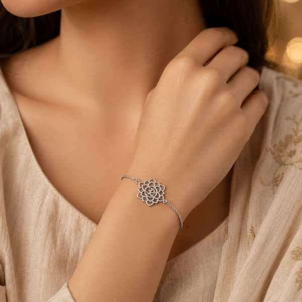 Luxe Floral Silver Bracelet