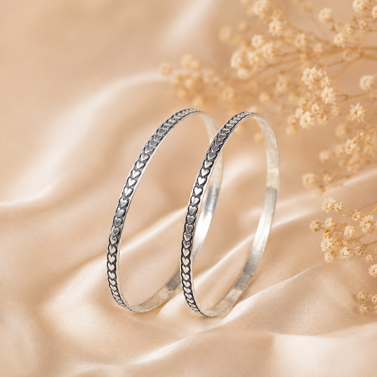 Prisha Floral Silver Bangles