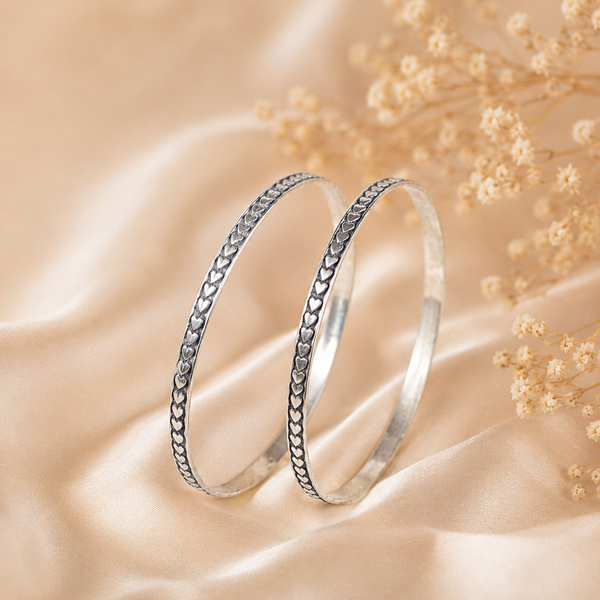 Prisha Floral Silver Bangles