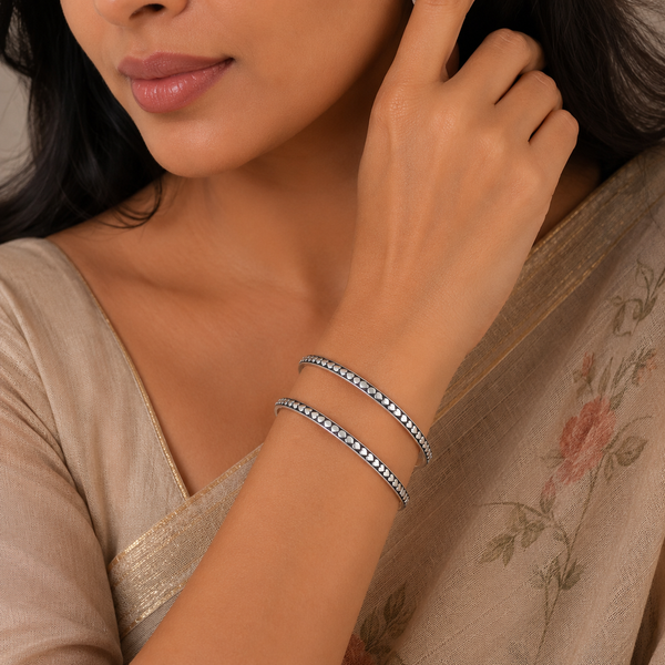 Prisha Floral Silver Bangles