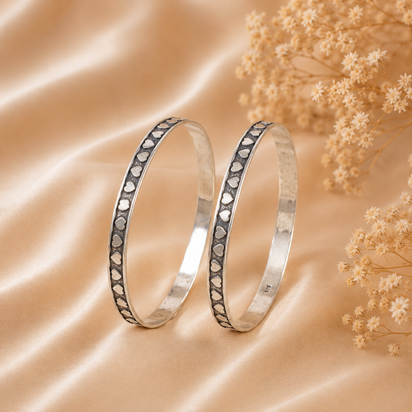 Kiara Heart Silver Bangles