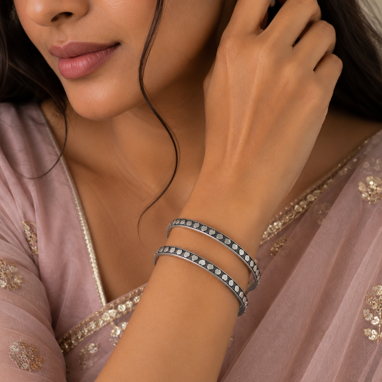 Kiara Heart Silver Bangles