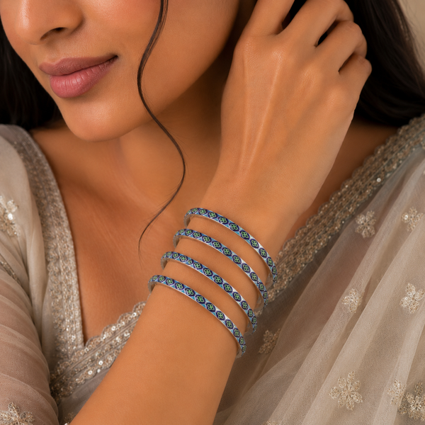 Avni Peacock Silver Bangles