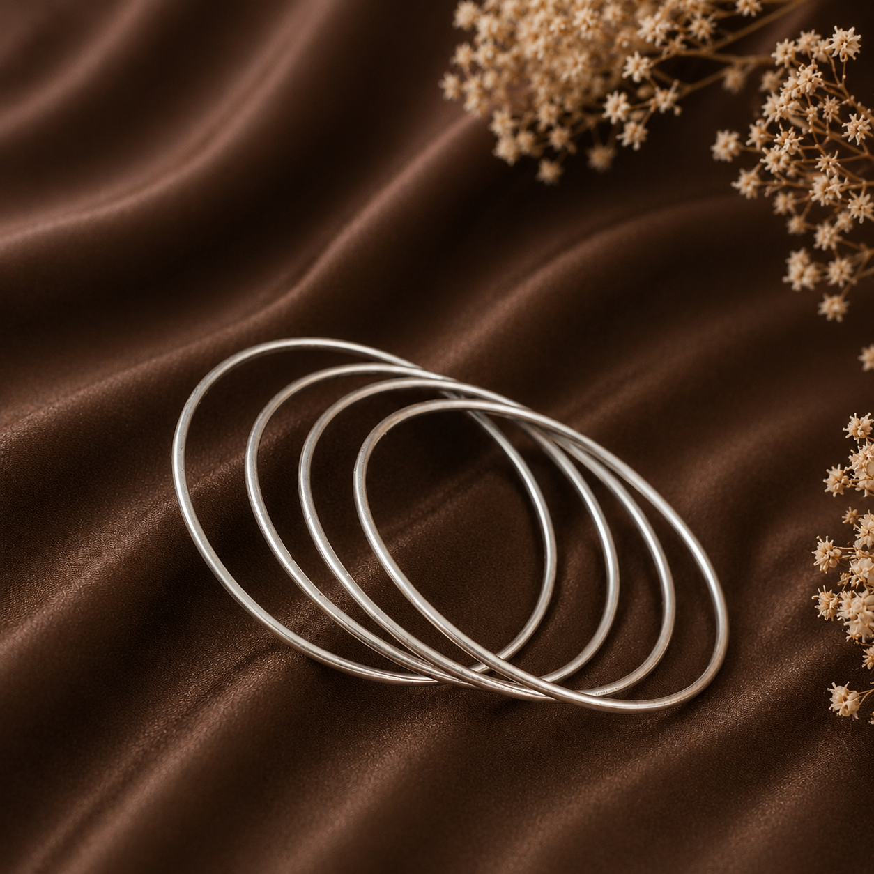 Meera Simple Silver Bangles