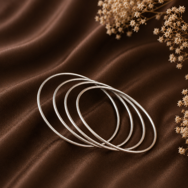 Meera Simple Silver Bangles