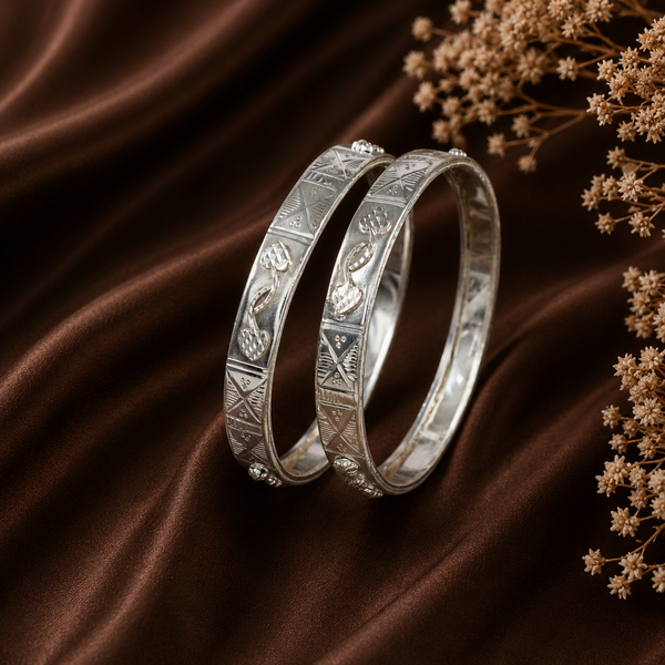 Riya Antique Silver Bangles