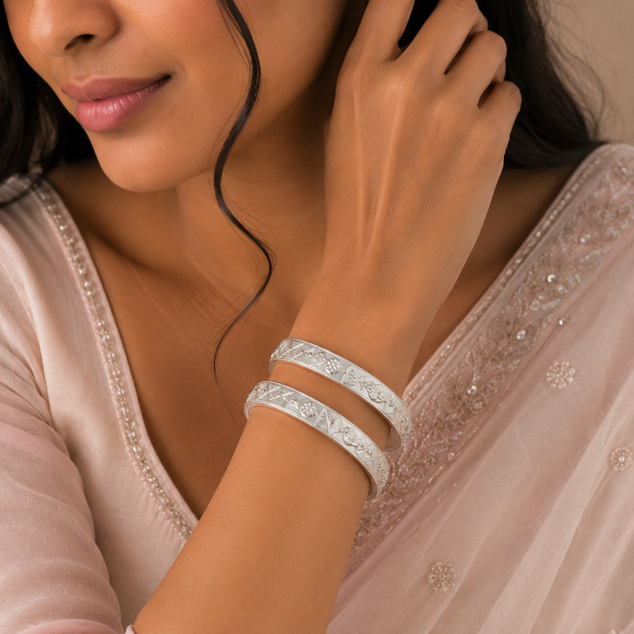 Riya Antique Silver Bangles