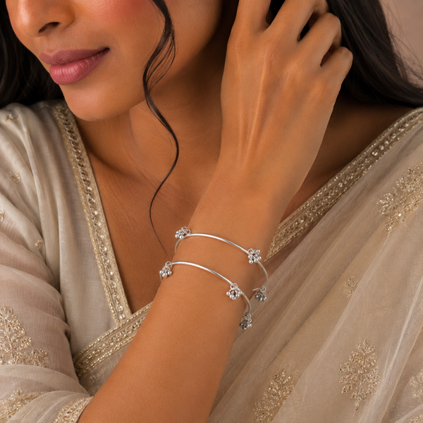 Navya Ghungroo Grace Silver Bangles