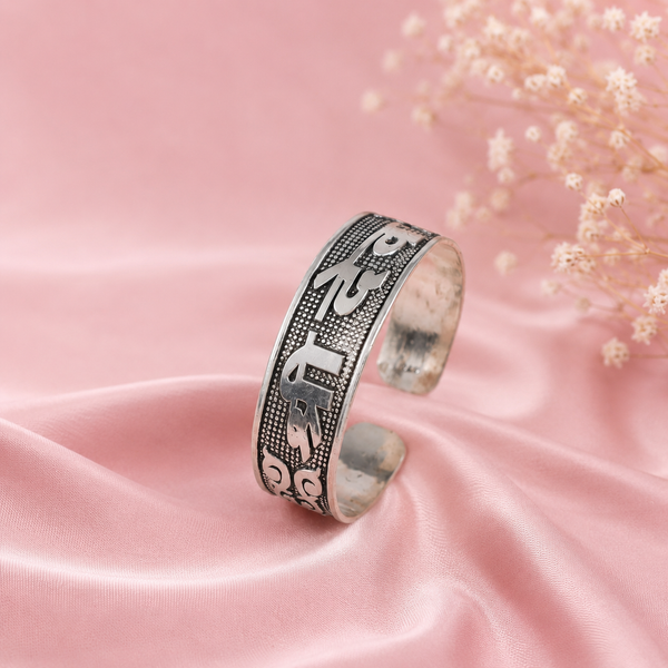 Om Serenity Cuff Silver Bracelet