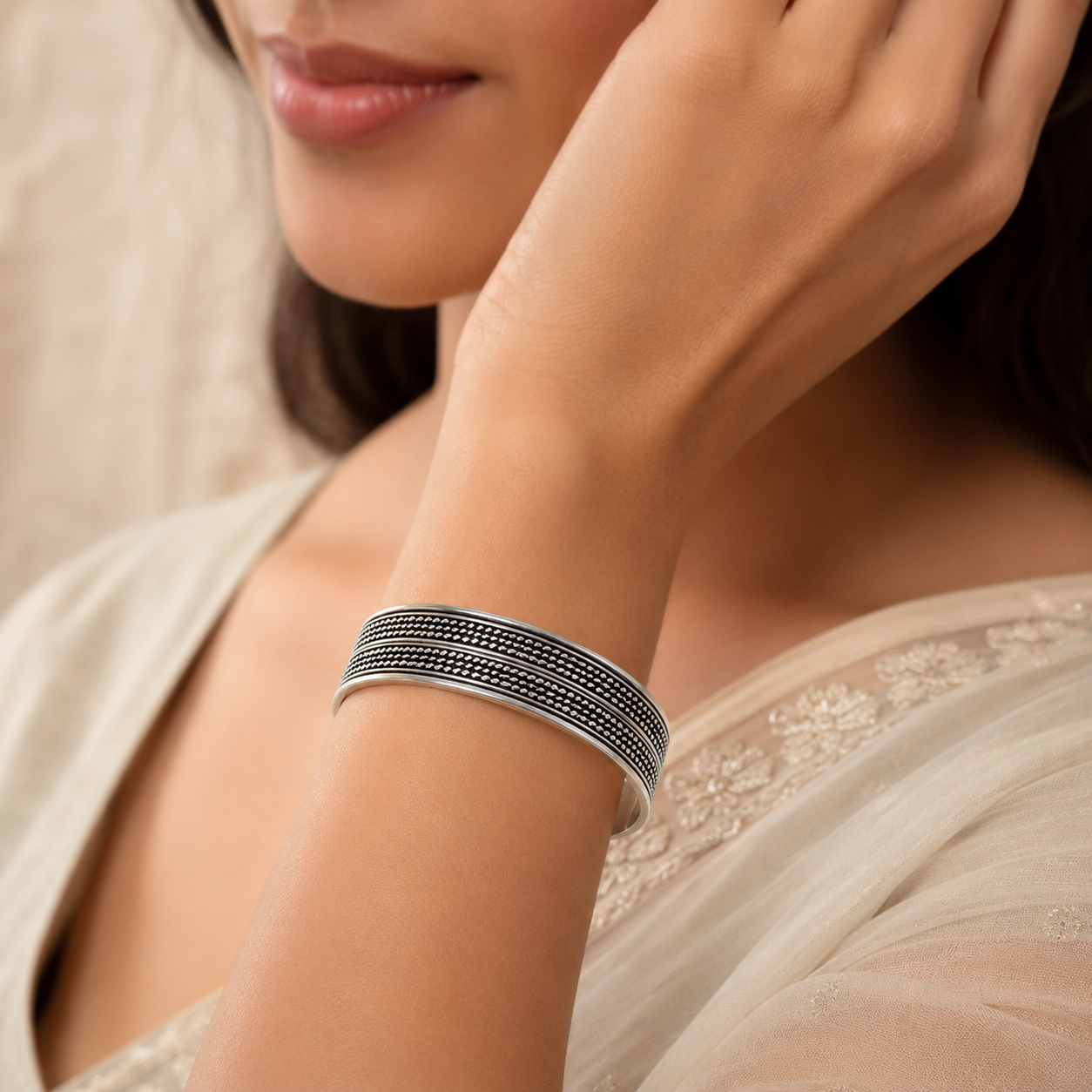 Modern Heritage Cuff  Silver Bracelet