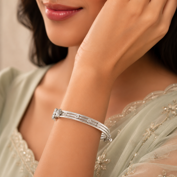 Diya Floral Grace Silver Bracelet