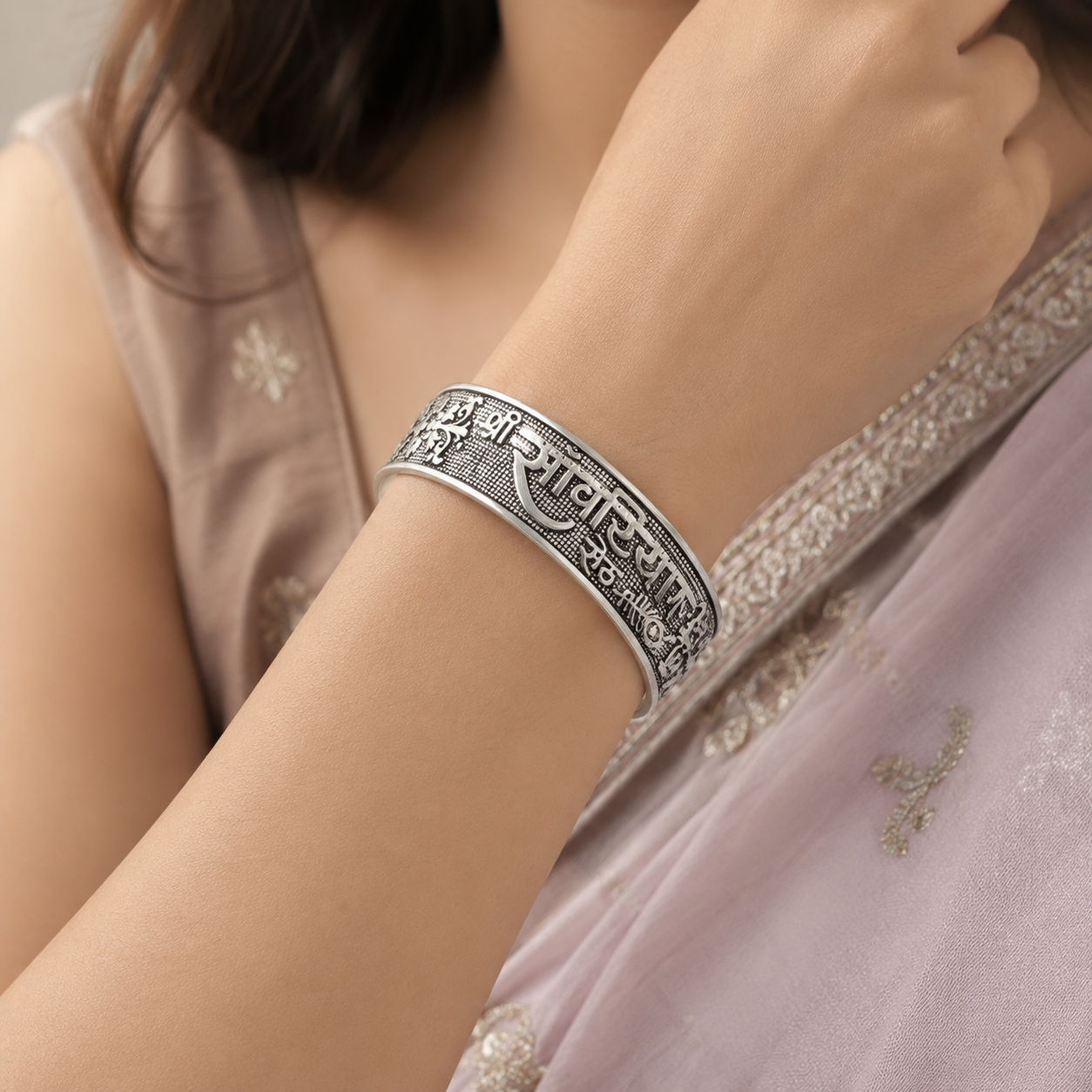 Sanwariya Blessing Cuff Silver Bracelet