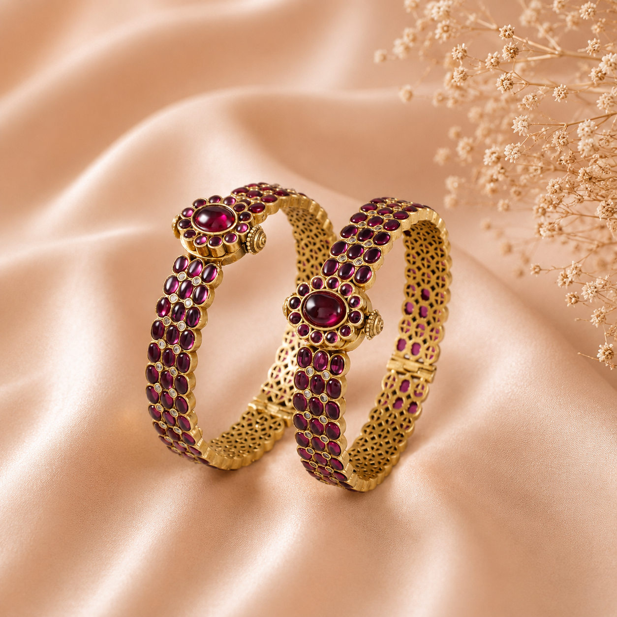 Shahi Ruby Silver Bangles