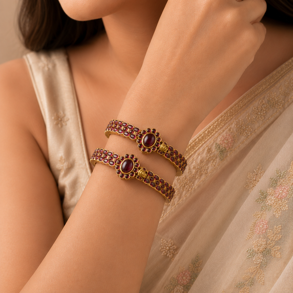 Shahi Ruby Silver Bangles