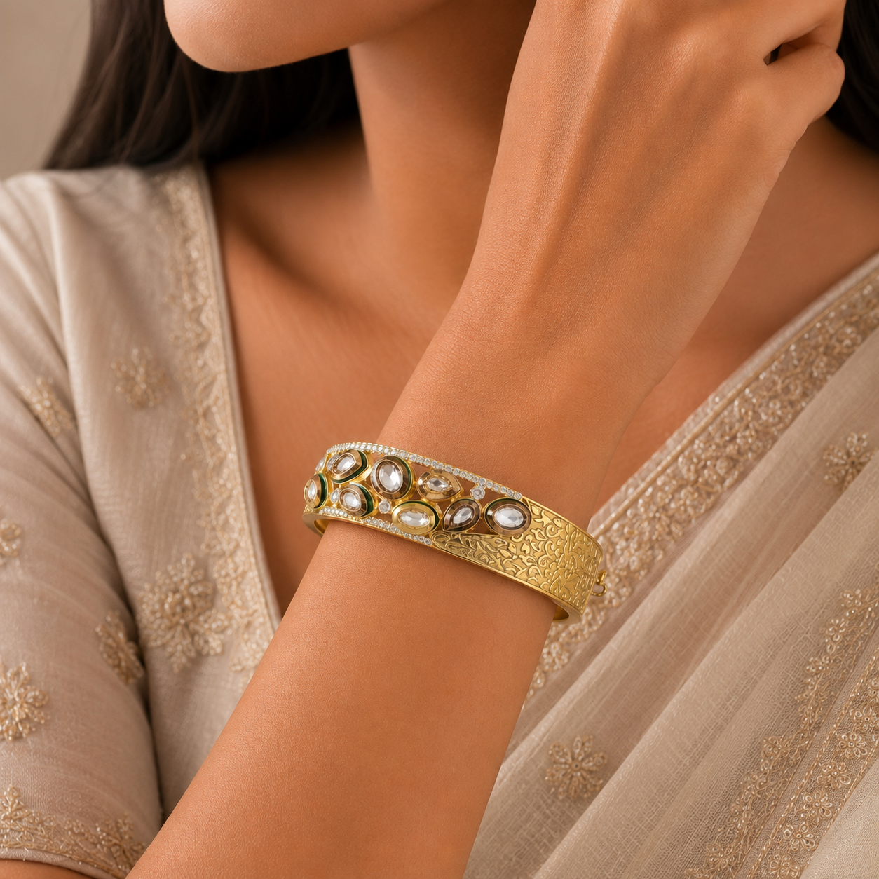 Mughal Leaf Silver Bracelet