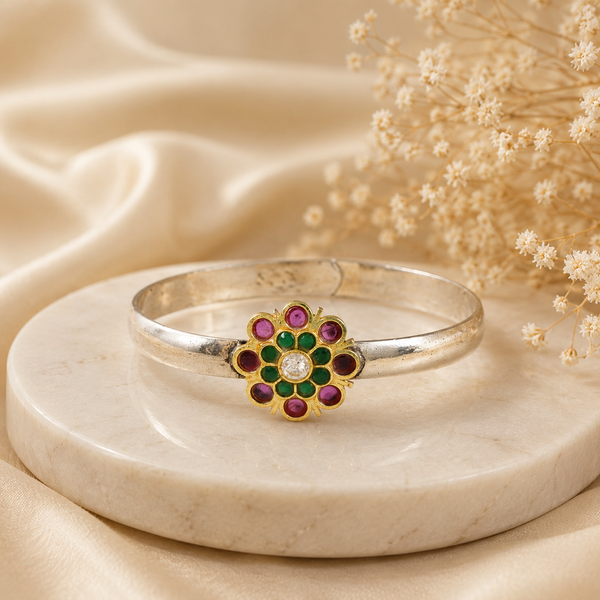 Brinda Floral Silver Bracelet