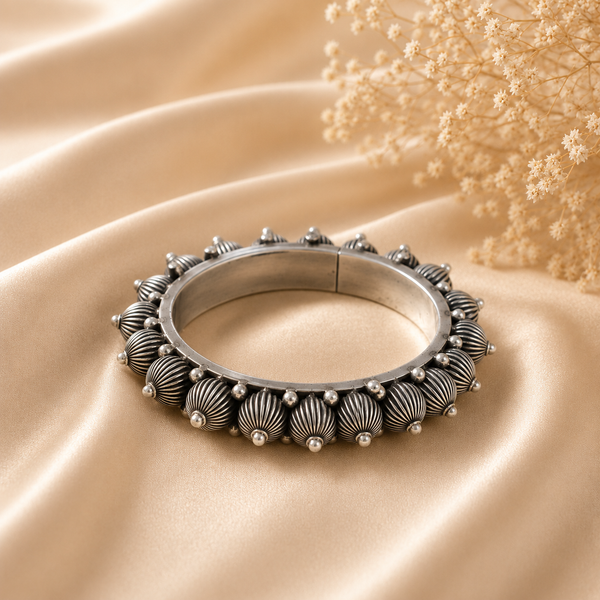 Devika Antique Bead Silver Bangle