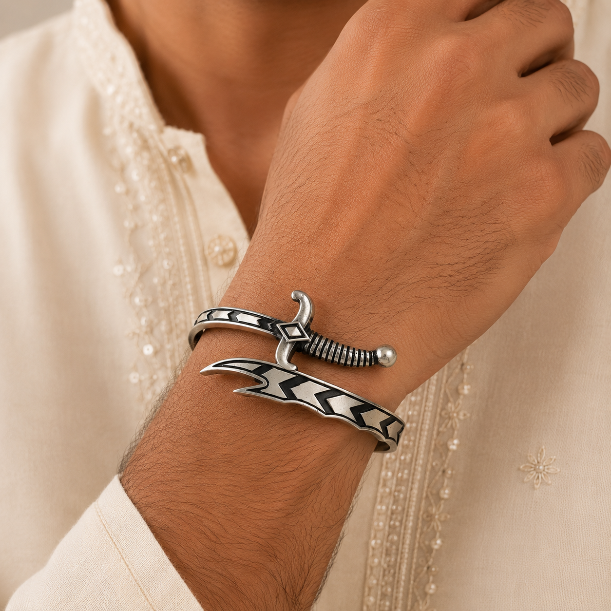 Knight Edge Silver Bracelet For Him