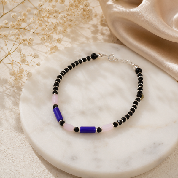 Quisha Pastel Bead Silver Bracelet