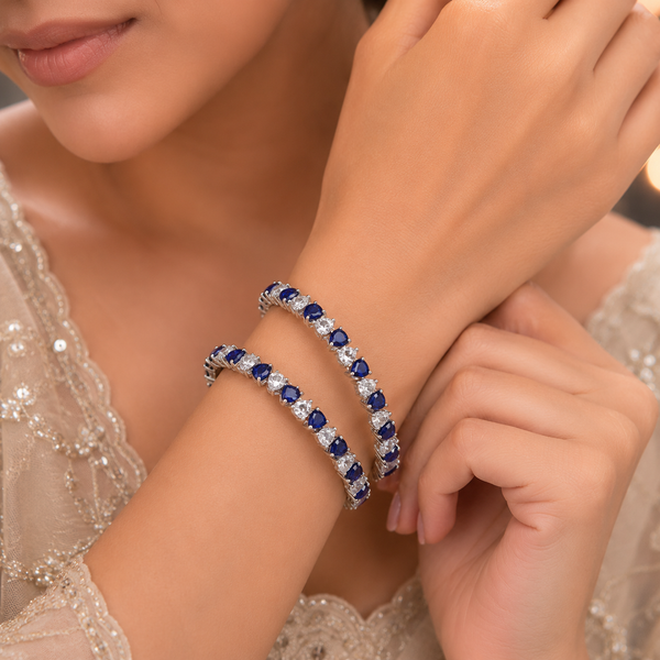 Farah Royale Blue Silver Bangles