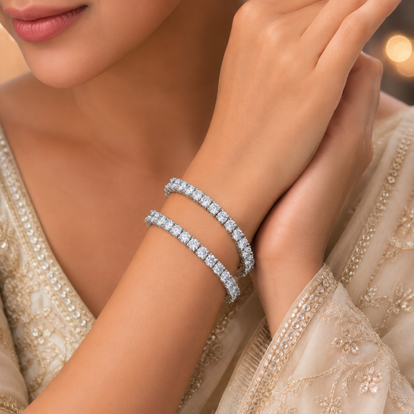 Heena Brilliance Silver Bangles