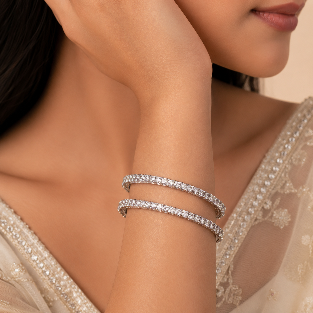 Quisha Eternal Silver Bangles