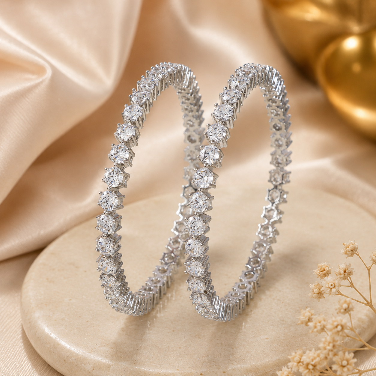 Yamika Glow Silver Bangles